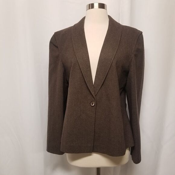 Vintage 80s Retro Pendleton Chocolate Brown Wool Dark Acadamia School Blazer LG